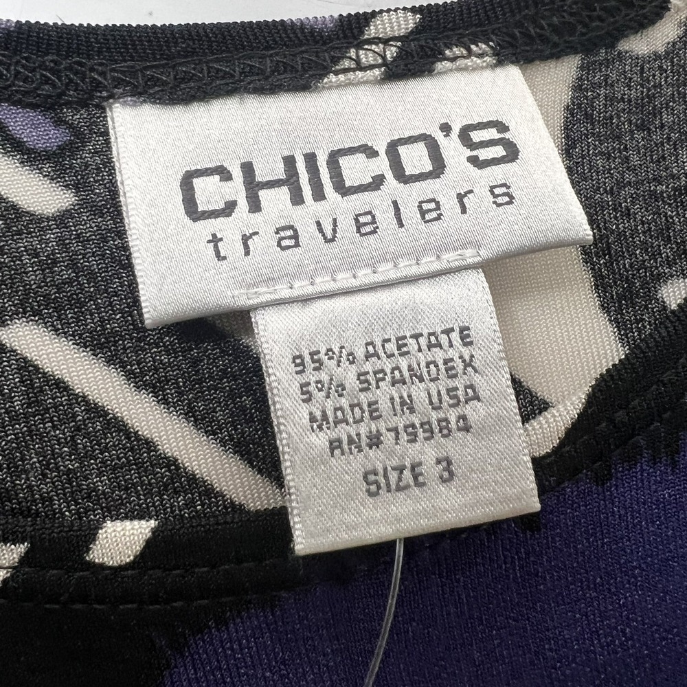 Chicos Travelers Tank Top Womens Size 3‎ Purple Black Geometric Sleeveless - Picture 11 of 11